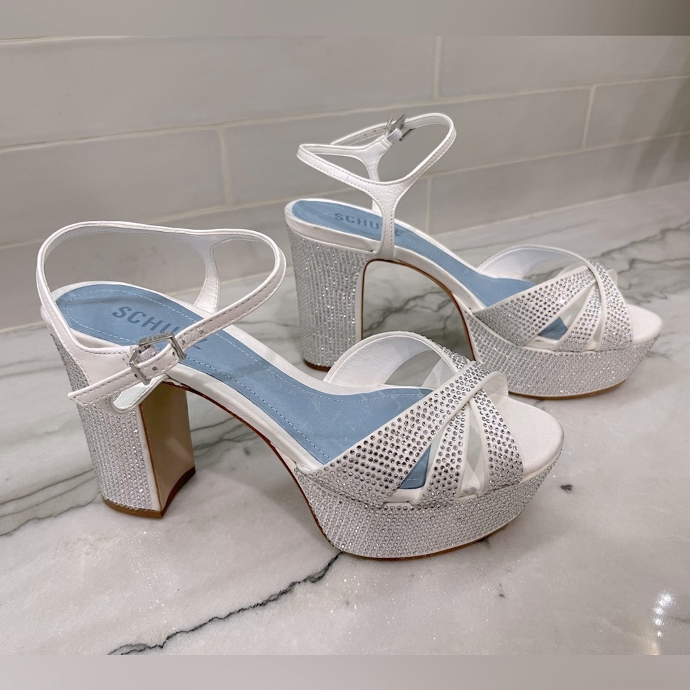 Schultz Keefa Crystal Satin & Leather Sandal US 8